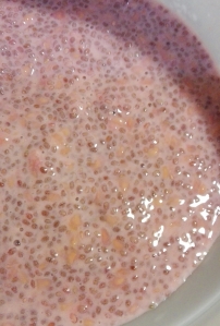 Pink Chia Pudding ingredients mixed together